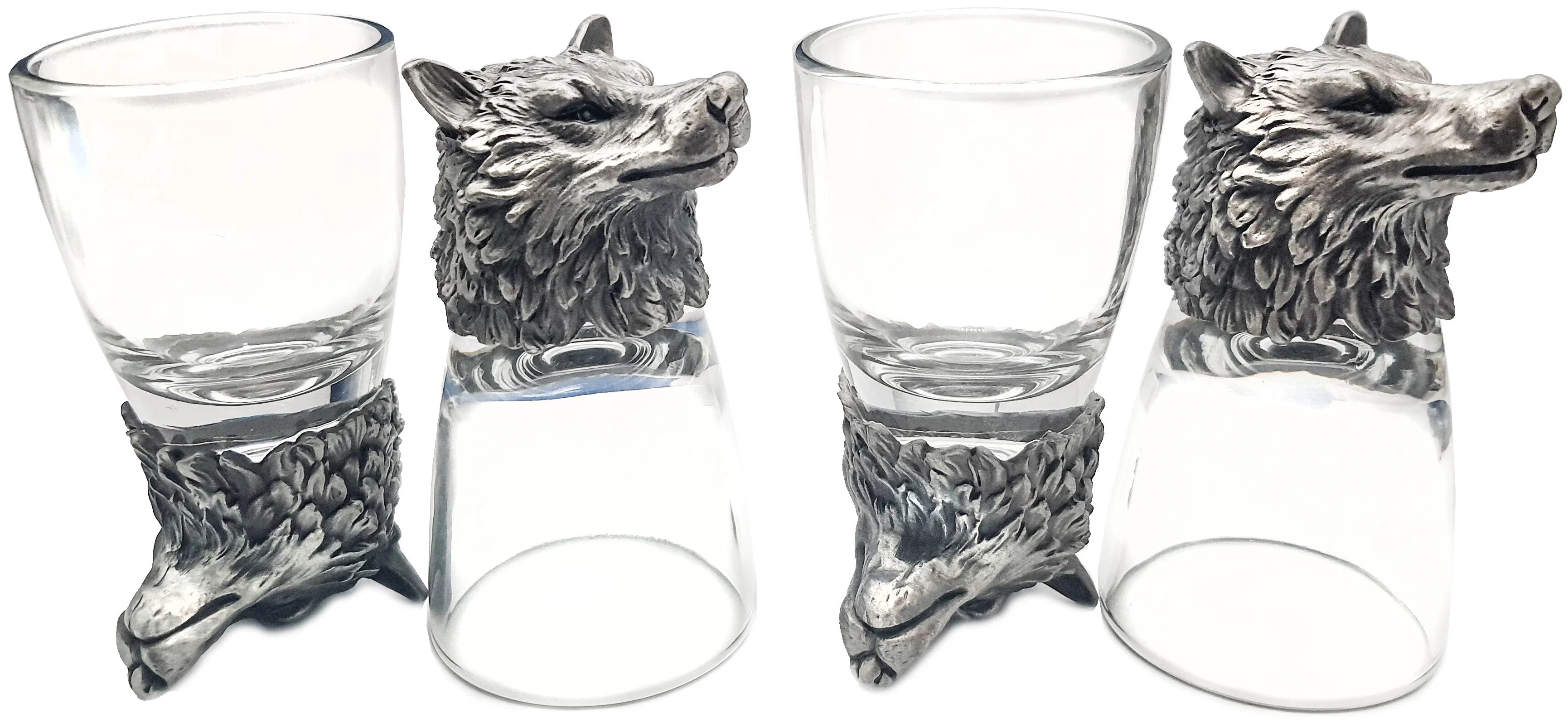 Набор охотника 4 рюмки Хищники (волк, медведь,тигр, лев)