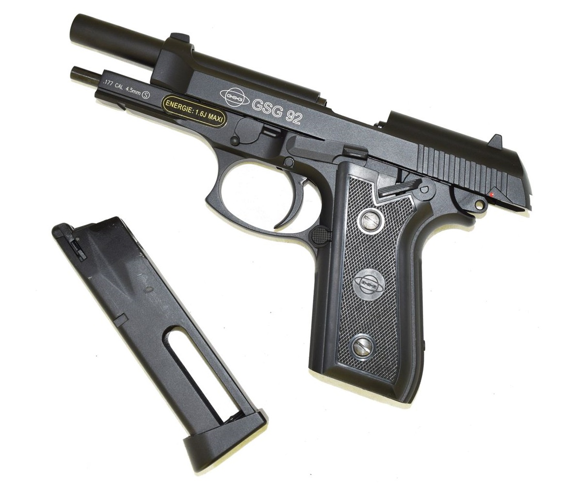 Пистолет пневматический GSG-92, к.4,5мм (blowback, мет.)