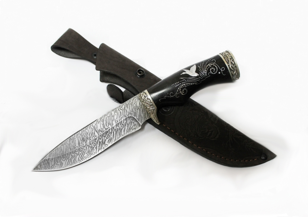 Нож Близнец дам. сталь литье черное дерево инкрустация