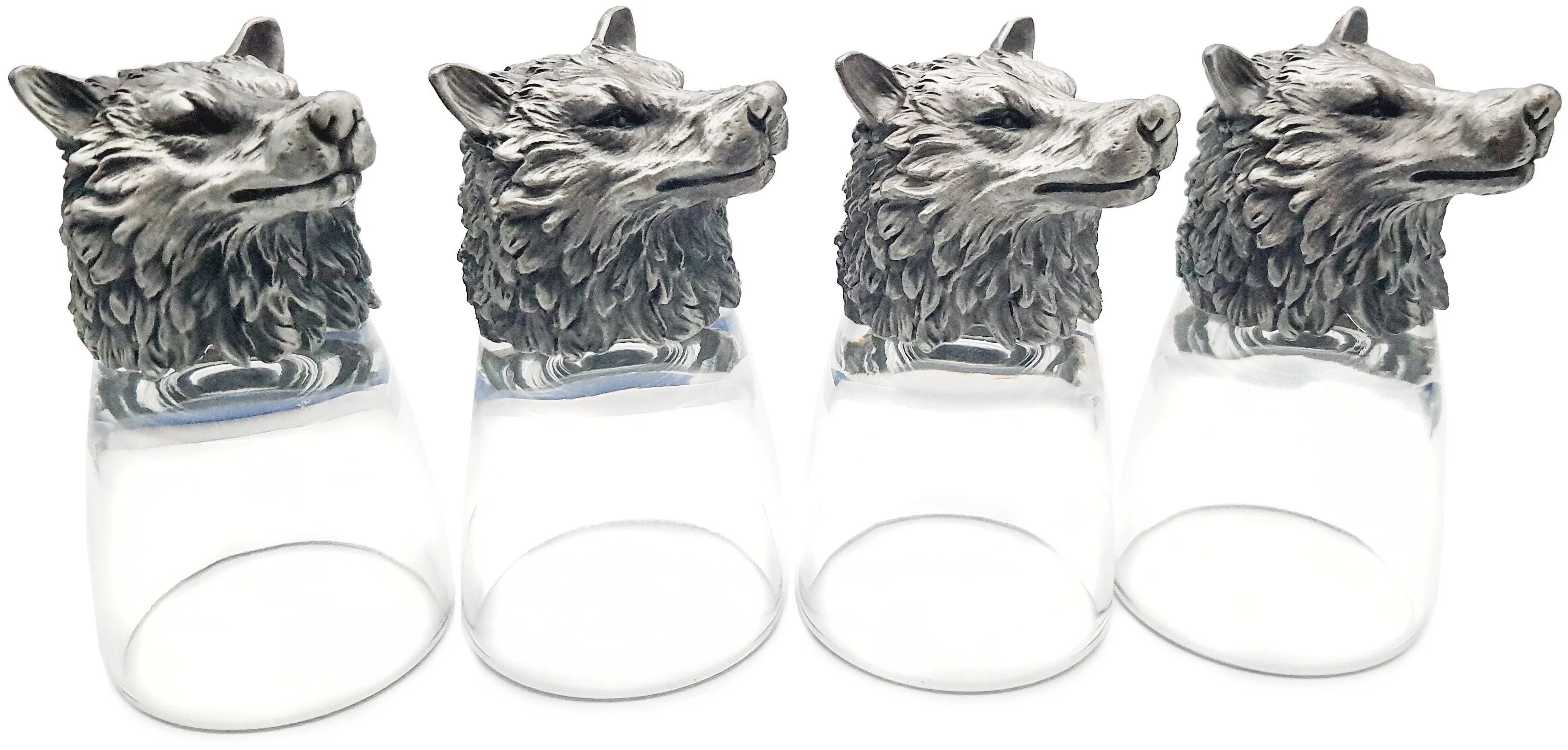 Набор охотника 4 рюмки Хищники (волк, медведь,тигр, лев)