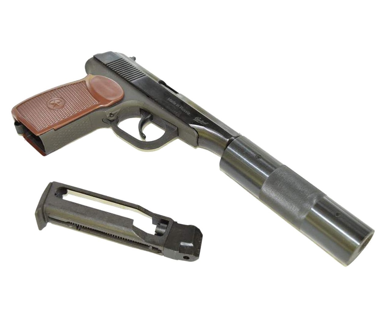 Пистолет пневматический МР-654К-22, к.4,5мм (фальшглушит., обн.рук)