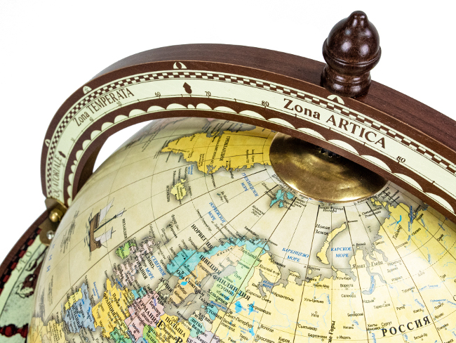 Глобус- бар на 4-ножках  d=40 карта на русском языке