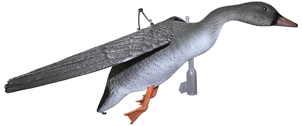 Чучело ГУСЬ гуменник (летящий, креп. на палку. подвижн. крылья.)