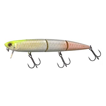 Воблер Mikey Slim, 12.8см, 18.5г, albino chartreuse piraruku, плавающий